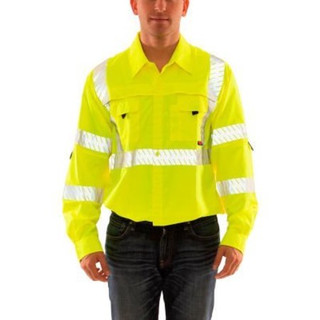 TINGLEY Tingley® Reflective Long Sleeve Shirt, Silver Tape, Type R, Class 3, Fl Lime, Large S76522.LG